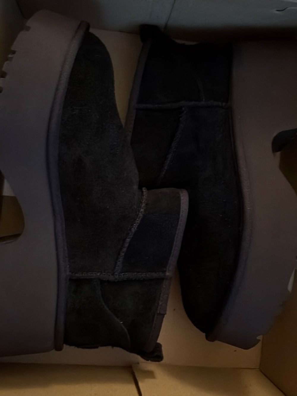 UGG Men's Black Suede Ankle Boots with Platform Sole